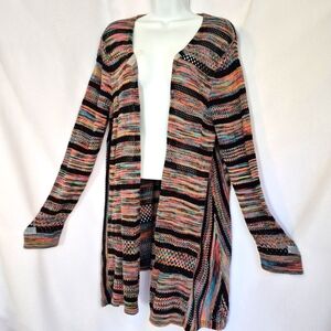 John Paul Richard Women's Rainbow Open Front Knit Cardigan Sz XL